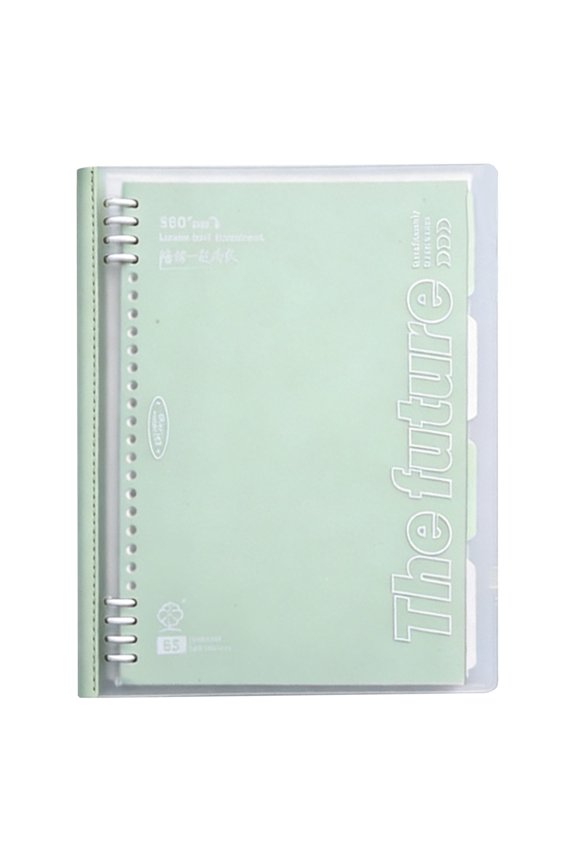 Flex Refillable Notebook,B5 Loose Notebook With 180° Flat Lay,60 Sheets Lined Pages,College Ruled Paper,8-Rings Binder with Dividers for Work Office and Note Taking(8.6x10.7")(Green)