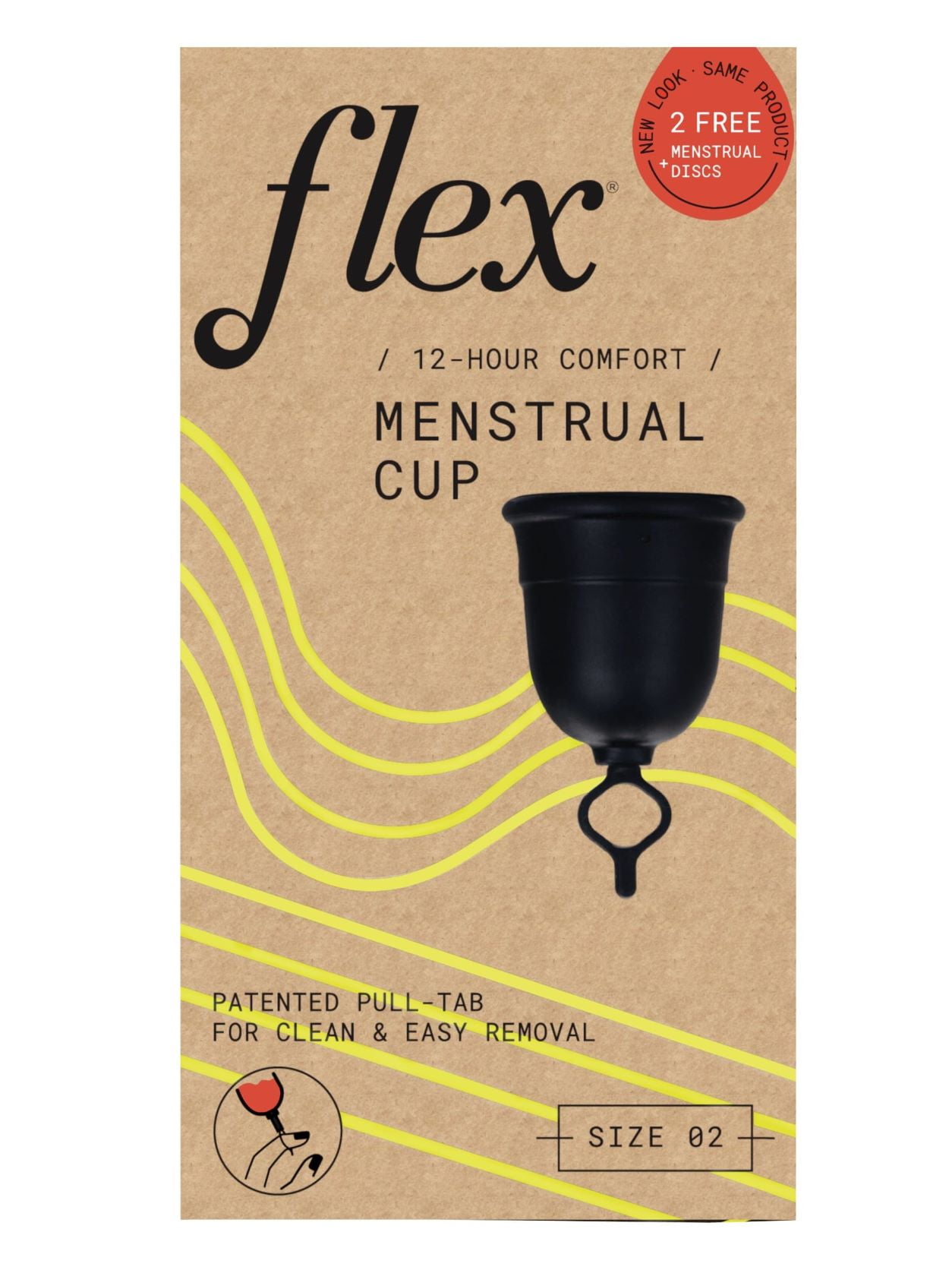 Flex Reusable Menstrual Cup Size 2 with 2 Free Flex Disposable Menstrual  Discs, 1 Count