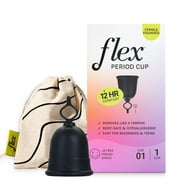 Flex Reusable Period Cup, Removes Like a Tampon, Non-toxic, 12-Hour Wear, Size 01, 1 Count