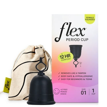 Flex Reusable Period Cup, Removes Like a Tampon, Non-toxic, 12-Hour Wear, Size 01, 1 Count