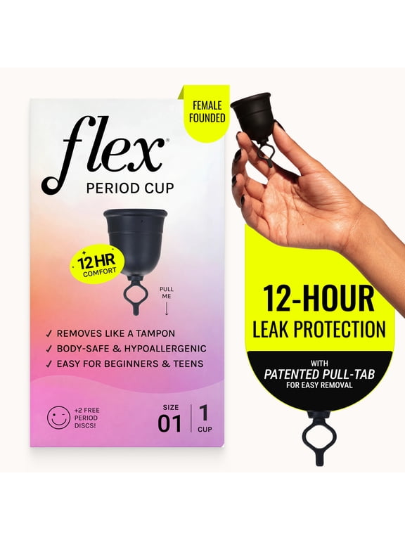 Reusable Period Cup, Removes Like a Tampon, Non-toxic, 12-Hour Wear, Size 01, 1 Count