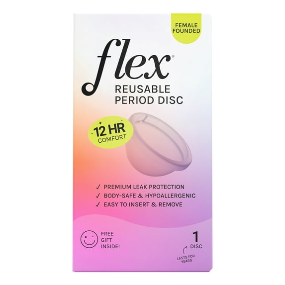 Flex Reusable Period Disc, Zero-Waste Menstrual Disc, Body-Safe & Non-Toxic, 12-Hour Wear, 1 Count