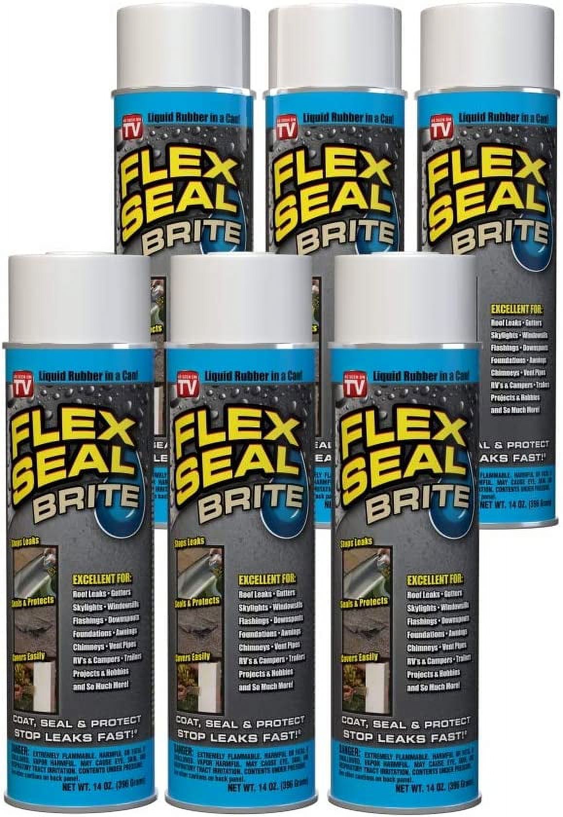 Flex Seal, 14 oz, 6Pack, Brite, Stop Leaks Instantly, Waterproof