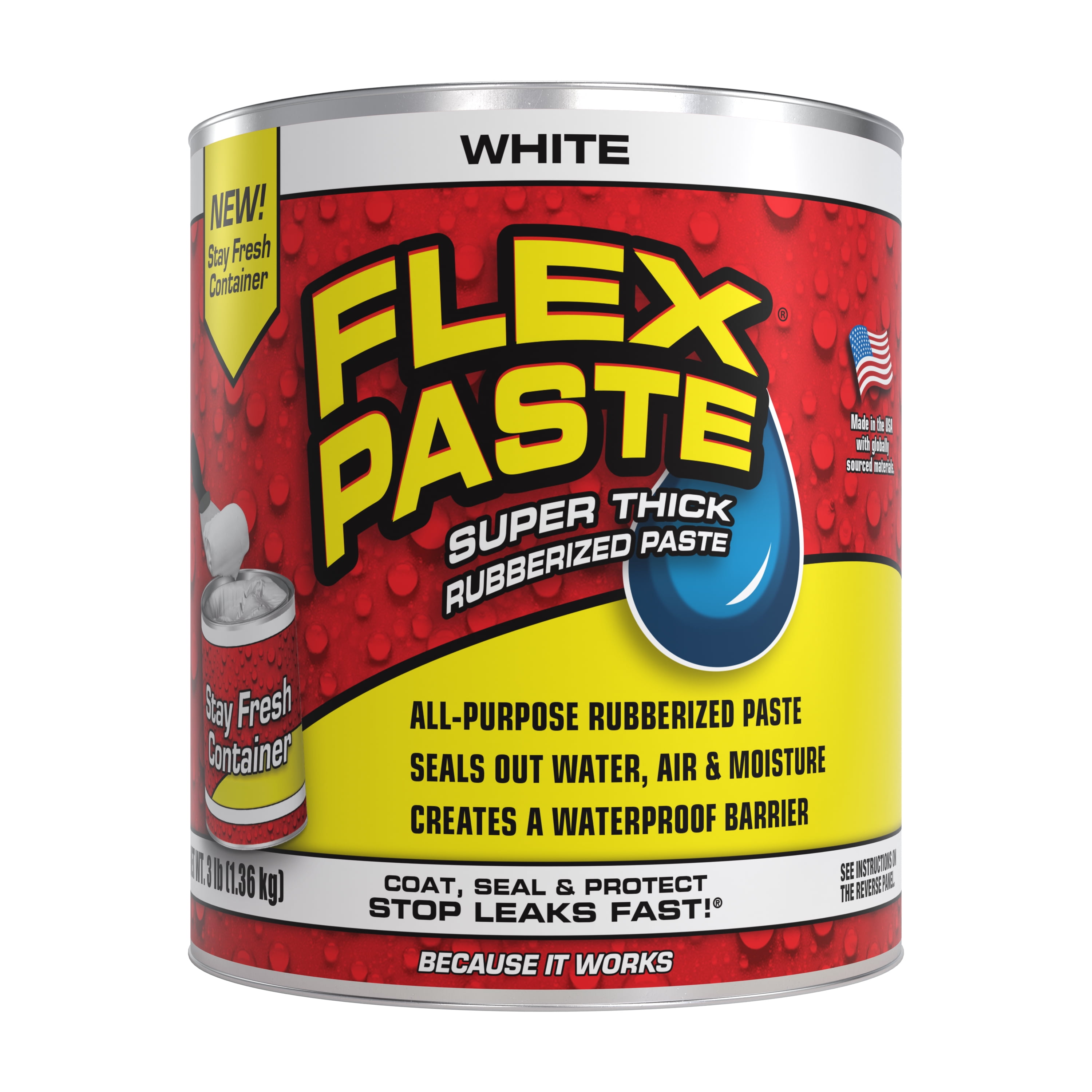 Flex Seal, 3 lb Flex Paste Super Thick Rubberized Paste, White