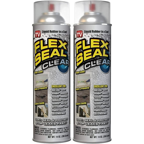 Flex Seal Aerosol Liquid Rubber Sealant Coating, 14 oz, Clear, 2-Pack