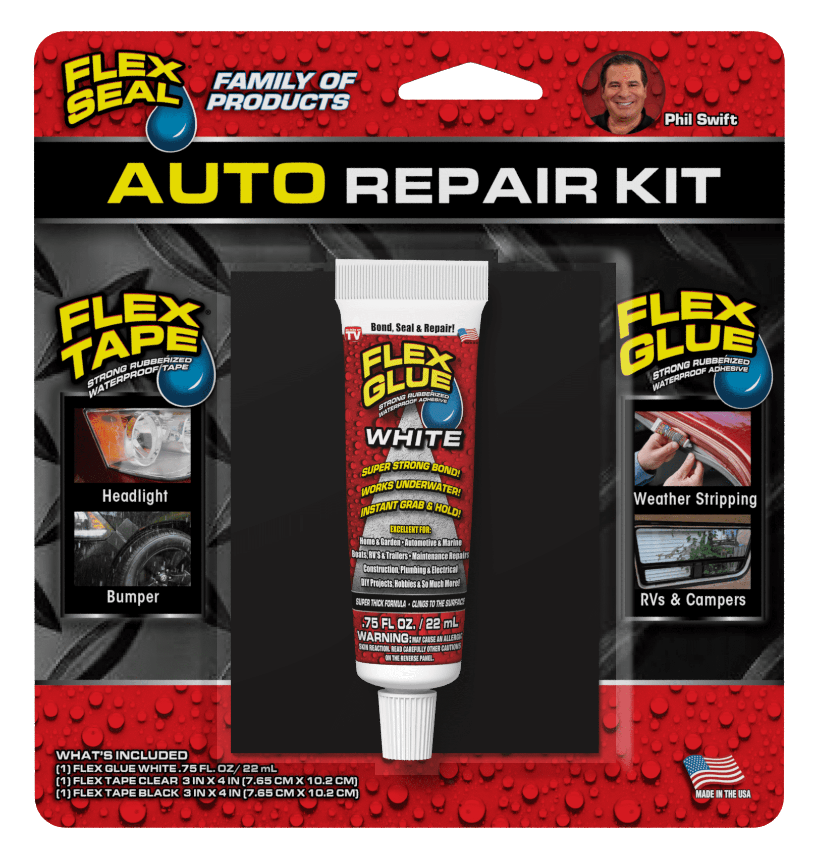 Flex Seal As Seen on TV Automotive and RV Repair Kit, Includes Rubberized Waterproof Adhesive & Tape