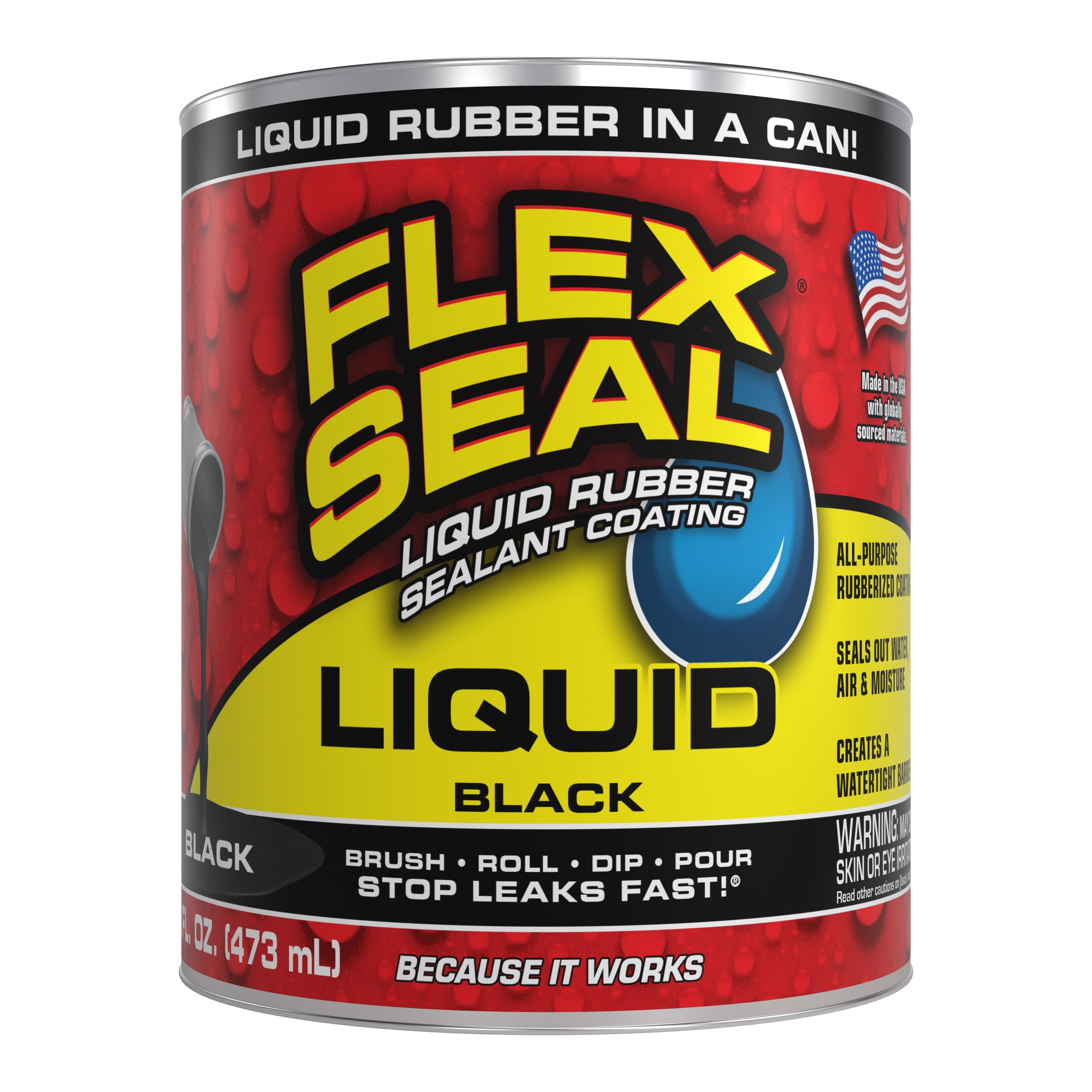 Flex Seal Liquid Rubber Sealant Coating, 16 oz, Black As Seen on TV
