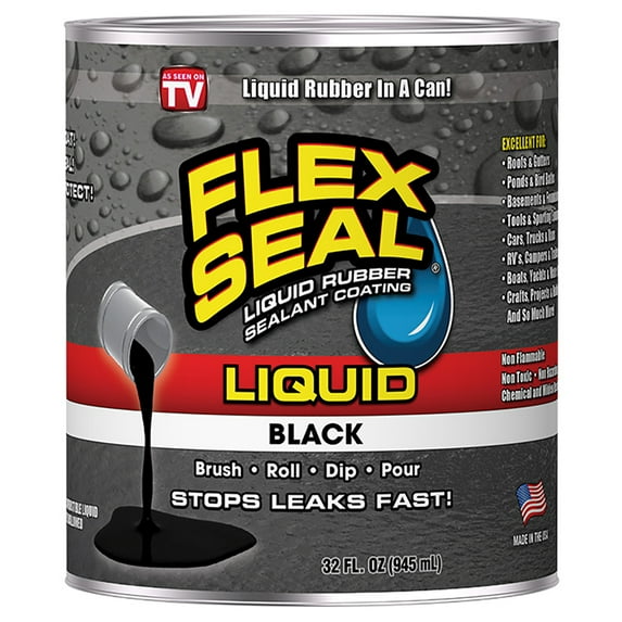 Flex Seal, Liquid Rubber, 32 Oz., Black, Waterproof Roof Coating