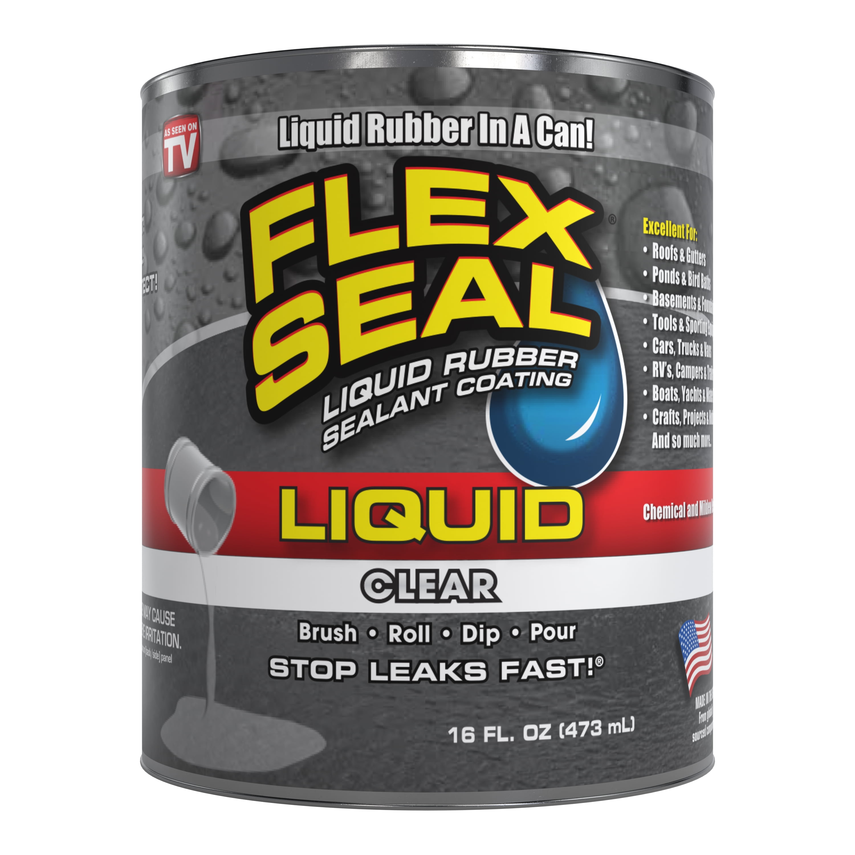 Flex Seal Liquid Rubber Sealant Coating, 16 oz, Clear