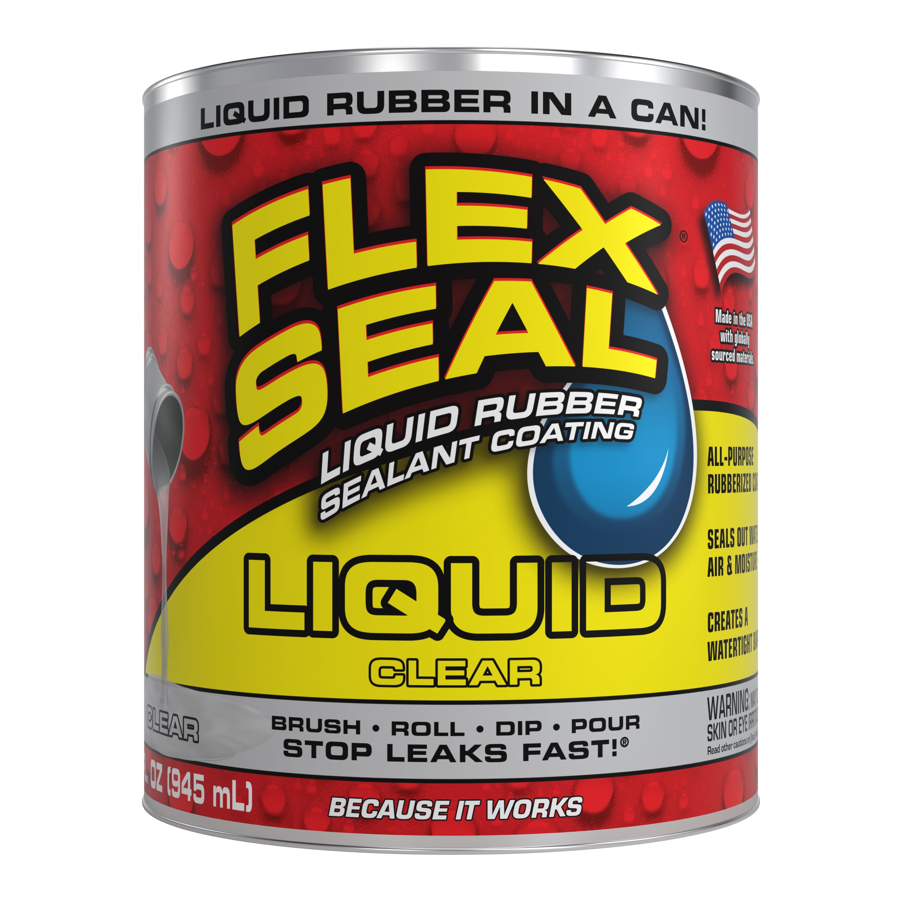 Flex Seal Liquid Rubber Sealant Coating, 32 oz, Clear