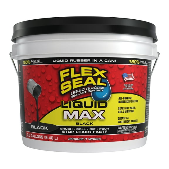 Flex Seal MAX Liquid Rubber Sealant Coating, 2.5 Gallon, Black