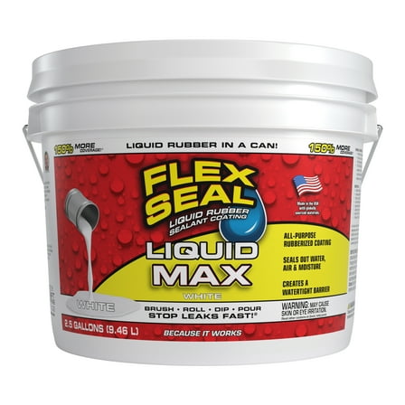 Flex Seal MAX Liquid Rubber Sealant Coating, 2.5 Gallon, White