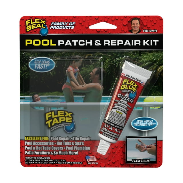 Flex Seal Mini Pool Patch and Repair Kit, Includes Flex Tape and Flex