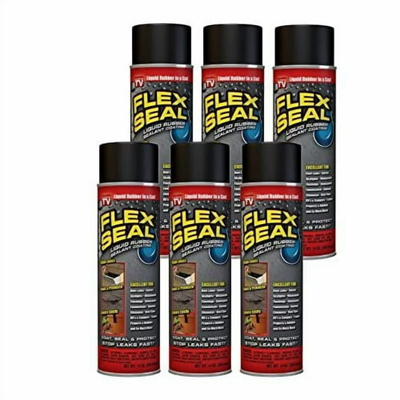 Flex Seal Spray Rubber Sealant Coating, 14-oz, Black 6 Pack
