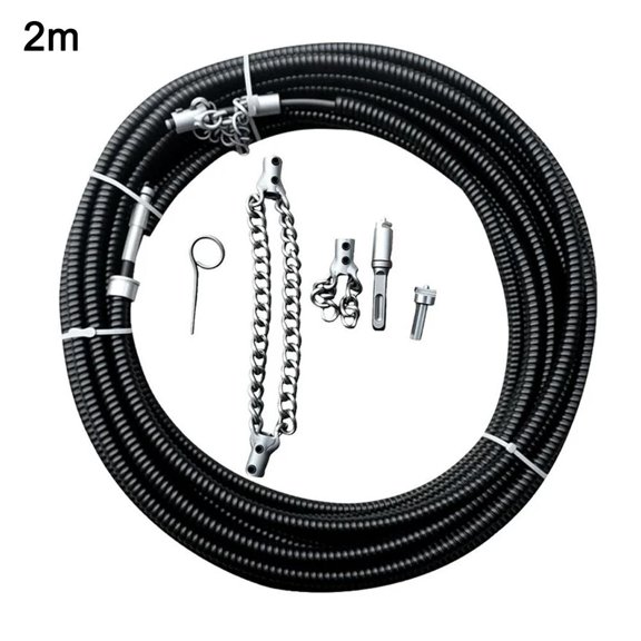 Flex‑Shaft Sewer Descaling Chain, Multi-Purpose PVC Pipe Maintenance Tool, Flex-Shaft Sewer Descaling Tool, Drain Clog Remover, Pipeline Unclogging Tool, for 16mm Spring, Without Spring