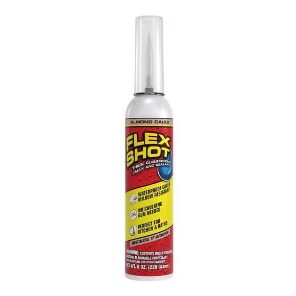 Flex Shot Rubber Adhesive Sealant Caulk, 8 oz, Almond