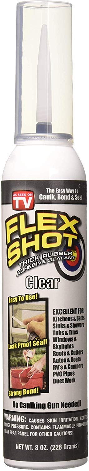 Flex Shot Waterproof Rubber Adhesive Sealant Caulk, 8-oz, Clear, 2 Pack ...