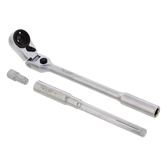 Flex Socket Ratchet to T Handle Wrench 3pc Set - 1/4in Small Ratchet Set with Socket Extension and Adapter