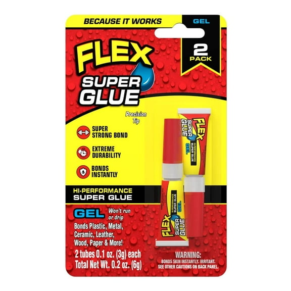 Flex Super Glue High Performance Super Strong Bond Gel Glue, 3g, 2-Pack