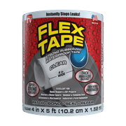 Flex Tape As Seen on TV Strong Rubberized Waterproof Tape, 4 inches x 5 feet, Clear