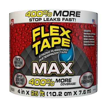 Flex Tape Max Strong Rubberized Waterproof Tape, 4 Inches X 25 Feet, White