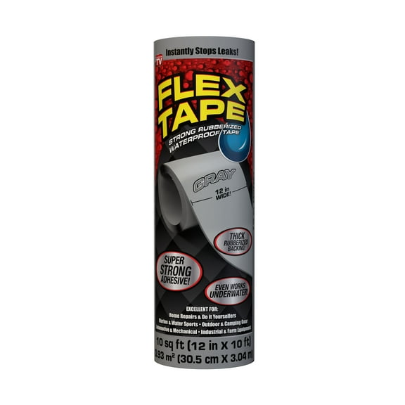 Flex Tape Rubberized Waterproof Tape, 12 inches x 10 feet, Gray