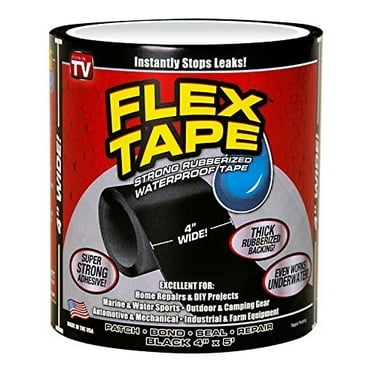 Flex Tape Strong Rubberized Waterproof Tape, 4 Inches x 5 Feet, Black