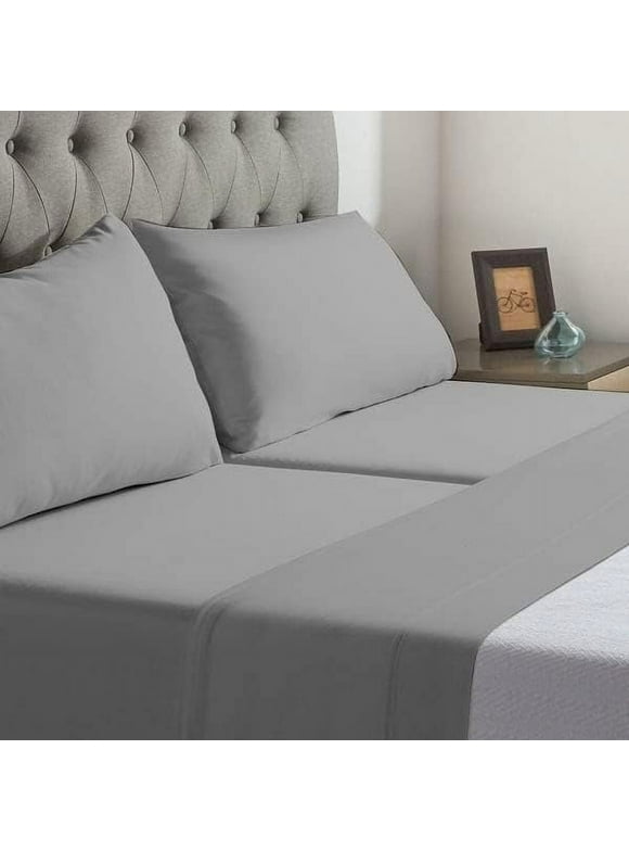 Flex Top King Sheets for Adjustable Beds - 100% Microfiber, 36" Top Split, 16" Deep Pocket for Perfect Fit - Hotel-Quality Bedding - Light Grey Solid