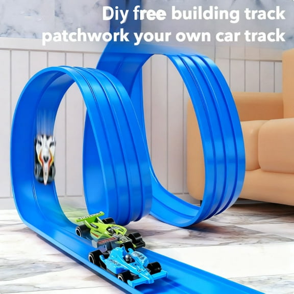 FlexTrack 3000 Flexible Race Car Track for Kids Toy with Suction Cups Compatible with Hot Wheels and Diecast 1/64th Cars and More 13 Feet Long Rolls Up Portable Racetrack