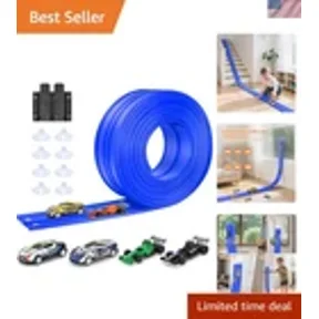 Flex Tracks 16Ft for Kids: Flexible Race Car Ramp Track with 4 Small Racecars...