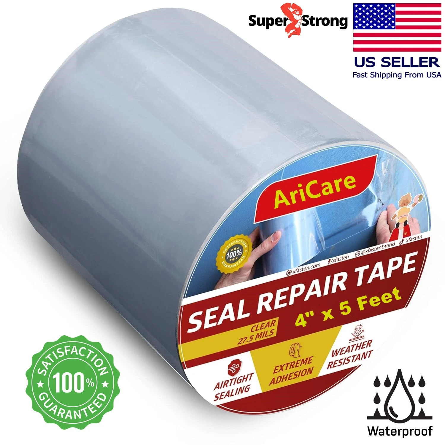 Flex Waterproof Tape Rubberized Tape 4" X 5Ft Heavy Duty Repair Seal Patch Clear