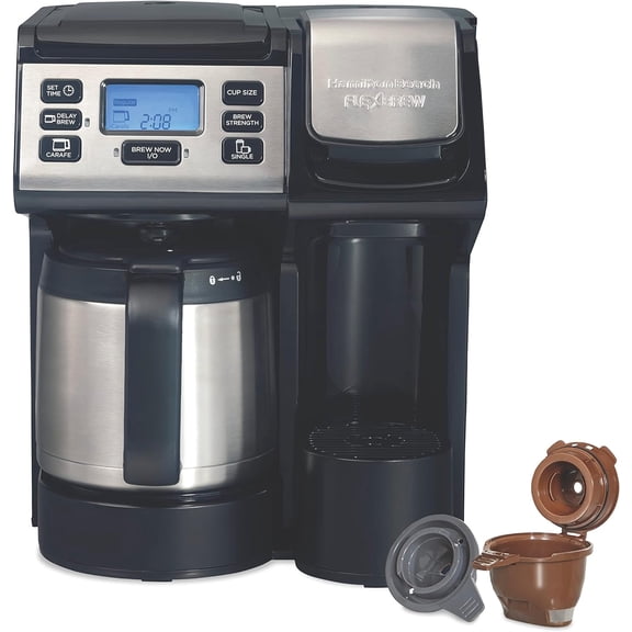 FlexBrew Trio 2-Way Coffee Maker, Compatible with K-Cup Pods or Grounds, Combo, Single Serve & Full 12c Thermal Pot, Black and Stainless  Fast Brewing