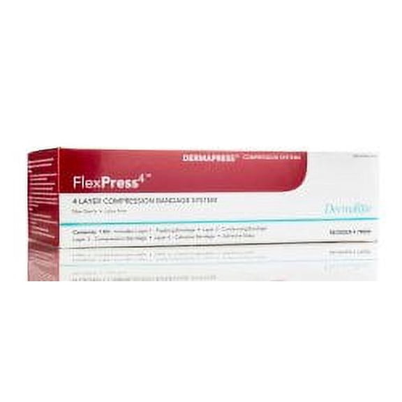 FlexPress4 4 Layer Compression Bandage System Inch X 3-4/5 Yard / 4-9/10 9-1/2 6-1/2 Standard Tape Closure Tan White NonSterile, 79000 - BOX OF 1