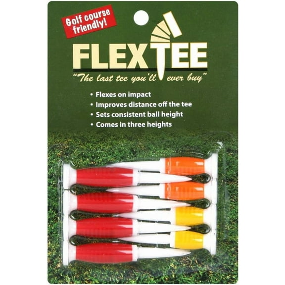 FlexTee Flexible Golf Tees (8 Pack), Virtually Unbreakable, Greater Distance, Accuracy, Less Resistance (Assorted Colors)