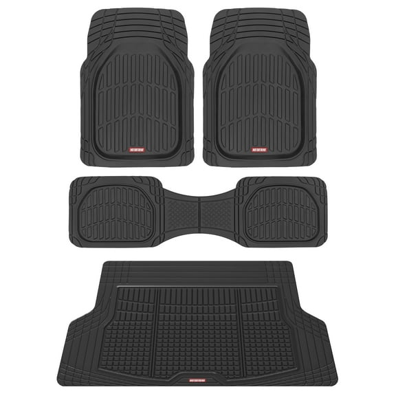 FlexTough Contour Liners Deep Dish 3 pc Rubber Floor Mats with Traction Grips Car Accessories (Black)