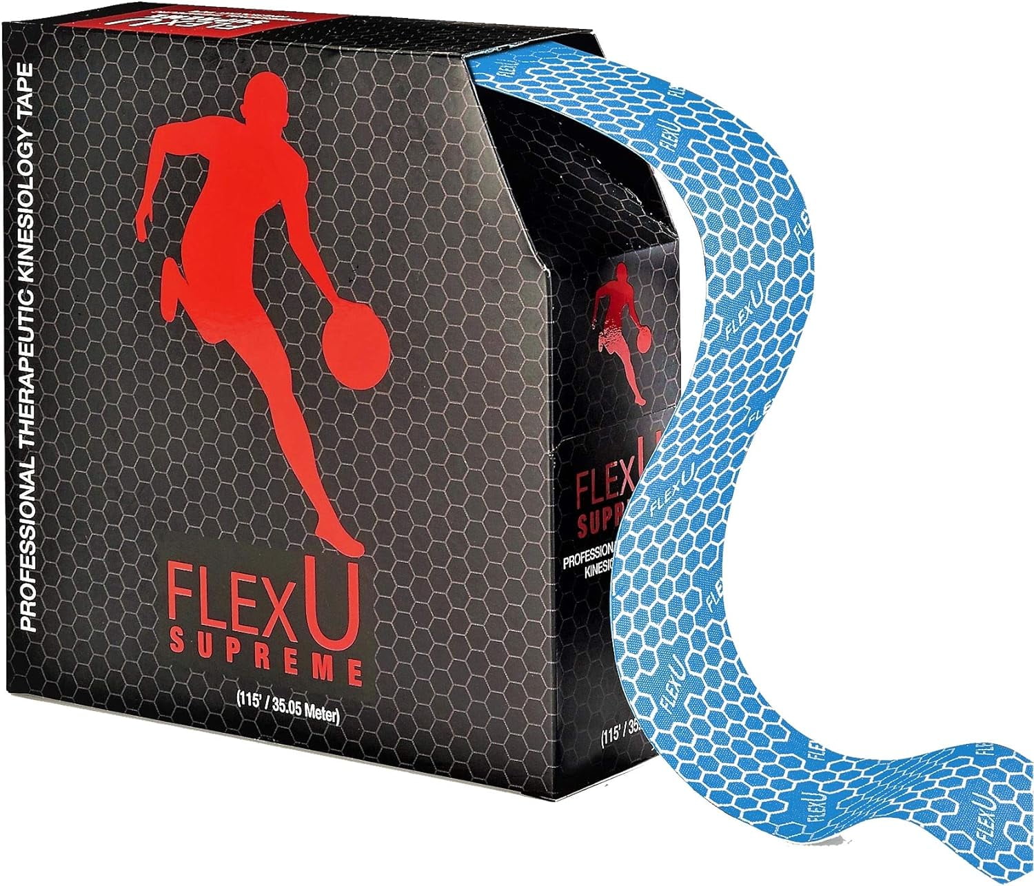 FlexU Kinesiology Tape 140 Pre-Cut Strips or Continuous Roll; Ultra-Thin Hypoallergenic Latex-Free; Designed as Sports Therapy Support for Muscles & Joints; Knee Shoulder & Back Support; Long Lasting