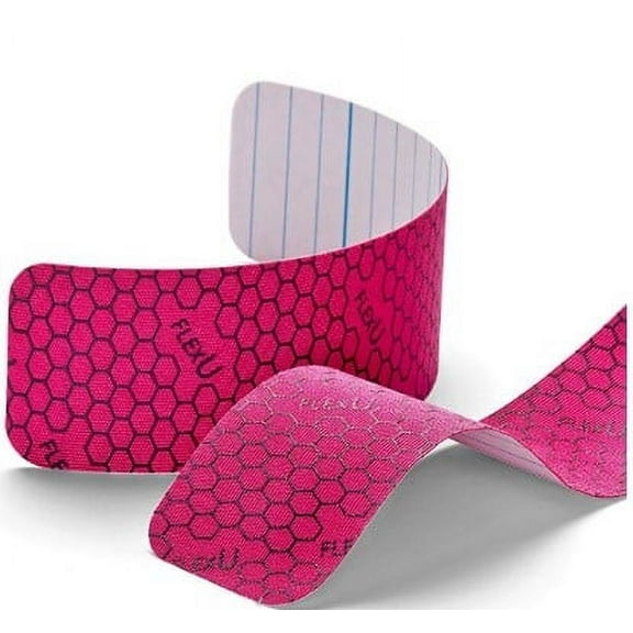 FlexU Supreme; Pink Kinesiology Tape; Pre-Cut 1 Roll Pack; Therapeutic Recovery Sports Tape; Advanced Strength & Flexibility Properties; Longer Lasting; Professional Grade
