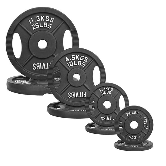 FlexWave 1-Inch Olympic Cast Iron Weight Plates Set – 85LB Total (2x2.5lb, 2x5lb, 2x10lb, 2x25lb) – Perfect for Standard Olympic Barbells