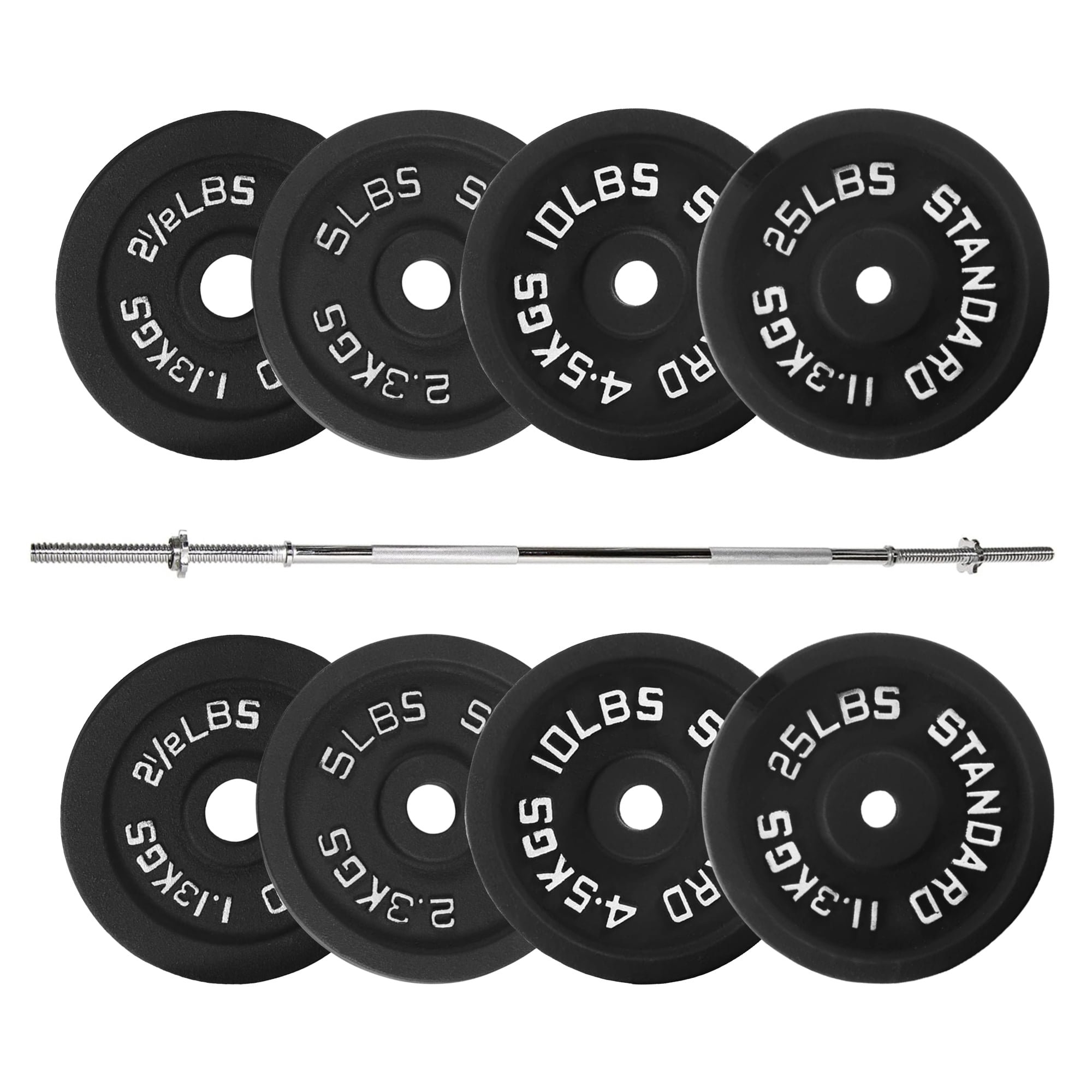 FlexWave 1-Inch Standard Cast Iron Weight Plate Set, 85LB Options, Multiple Sizes，for Strength Training & Weightlifting
