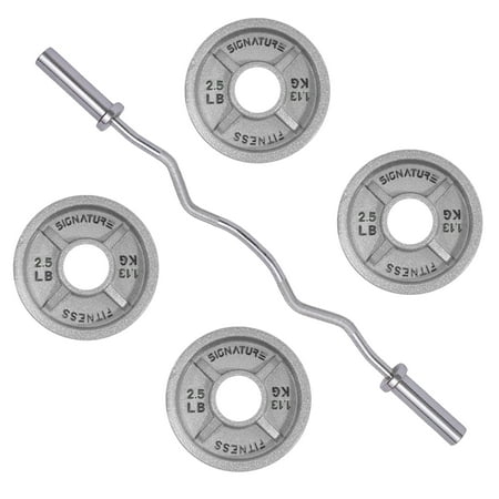 FlexWave 10LB Olympic Curl Barbell Set,Includes 4FT Curl Bar & 2-Inch Cast Iron Weight Plates, Strength Training Set, for Home Gym, Multiple Packages