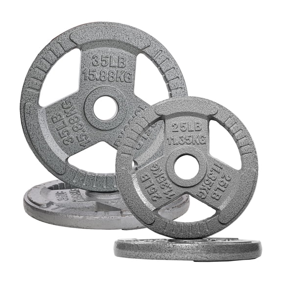 FlexWave 120LB Olympic 2" Cast Iron 3-Grip Weight Plates Set, Light Gray