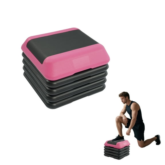 FlexWave 16-inch Aerobic Step Platform, Adjustable Fitness Stepper with 4 Adjustable Step Risers, Aerobics Stepper Workout Stepper for Aerobic Strength and Training in Home Gym, Pink