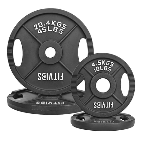 FlexWave 2-Hole Cast Iron Weight Plate Set, 110LB–230LB, Strength Training Plates for Home Gym