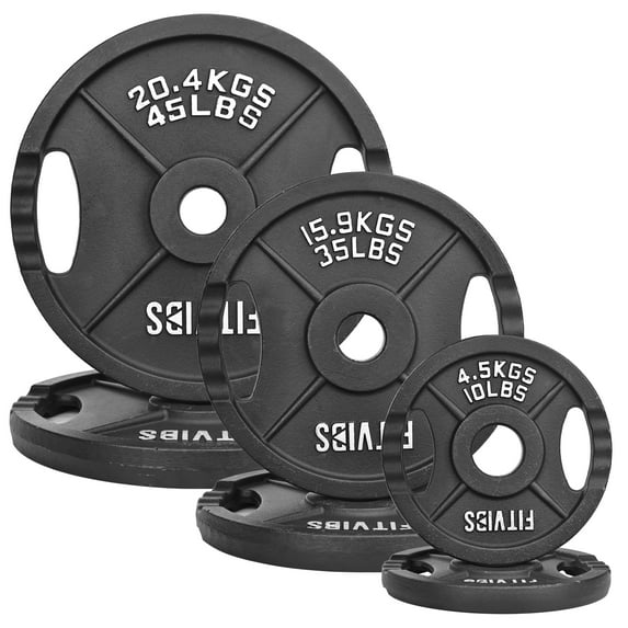 FlexWave 2-Hole Cast Iron Weight Plate Set, 110LB–230LB, Strength Training Plates for Home Gym