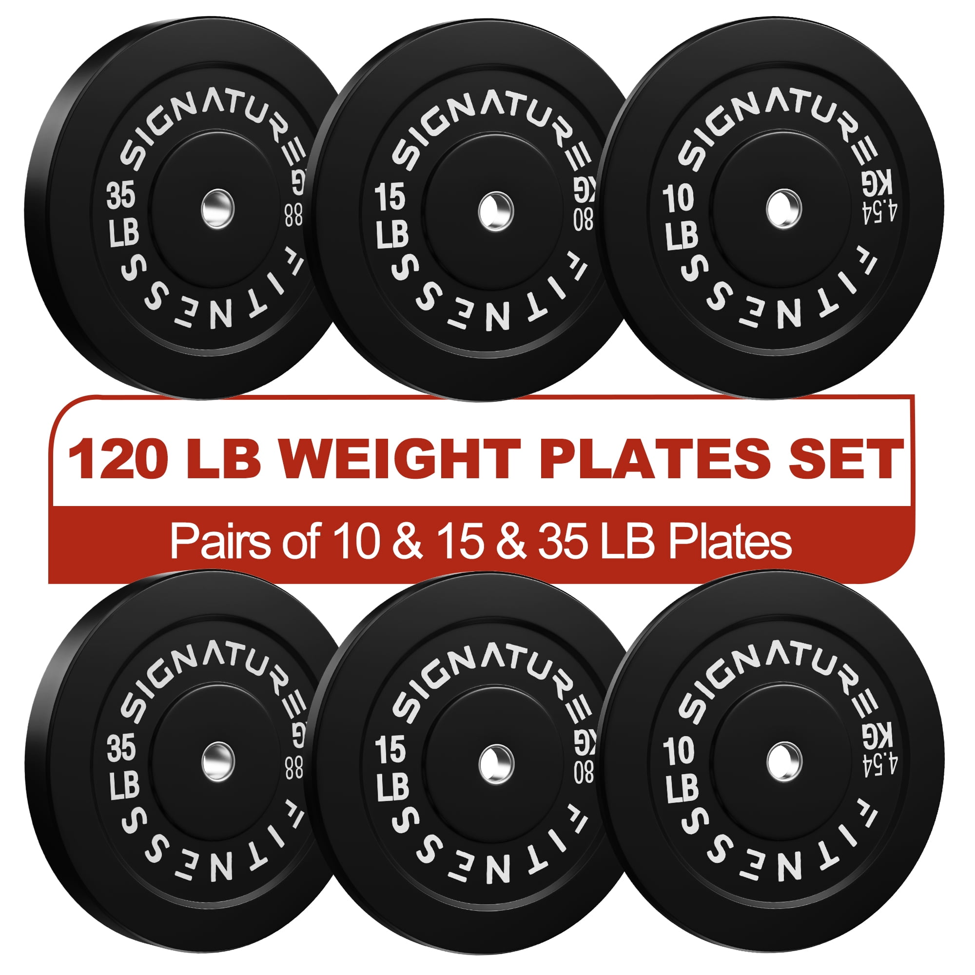 FlexWave 2-Inch Olympic Bumper Plate Sets , 120LB/150LB/190LB/280LB Options, Strength Training Equipment, for Weightlifting