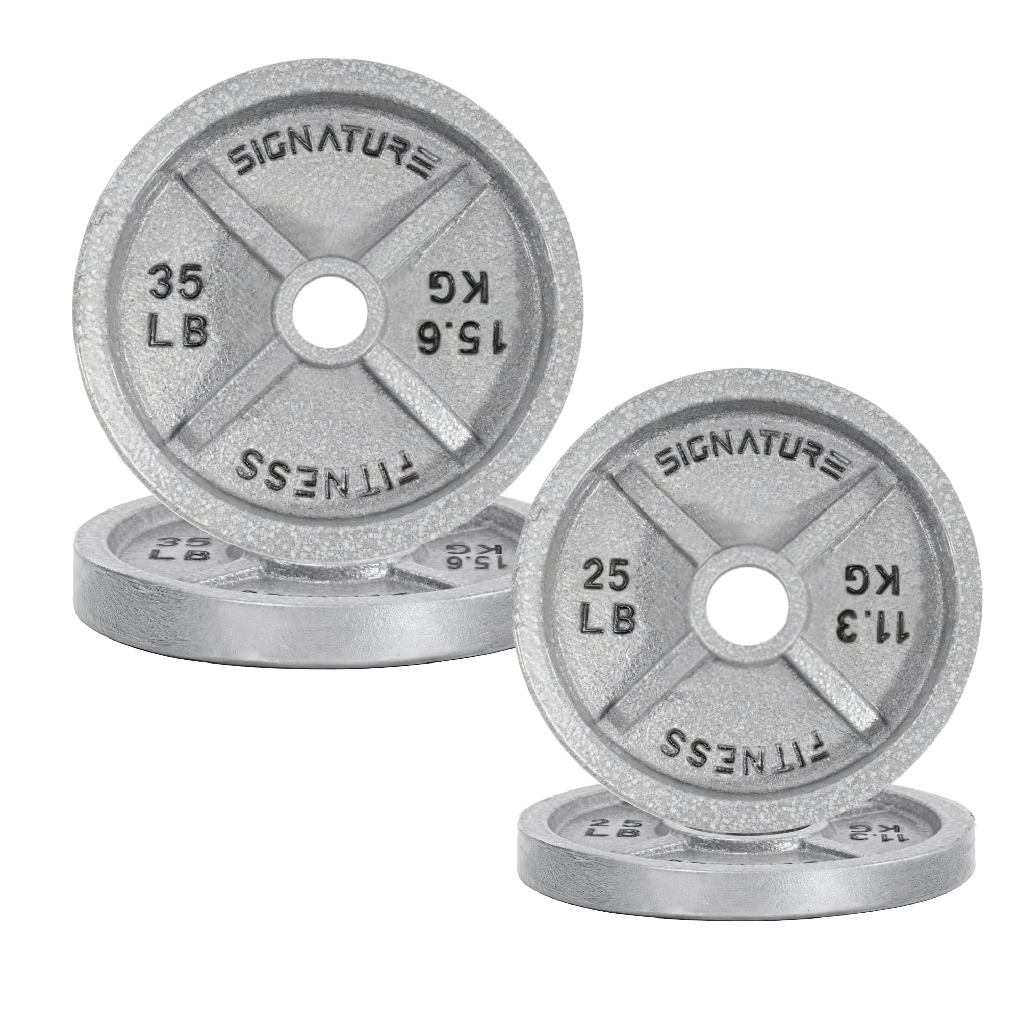 FlexWave 2-Inch Olympic Cast Iron Weight Plates Set, 120LB Total, Gray, Durable Iron Plates for Home Gym, Standard Barbell Compatible