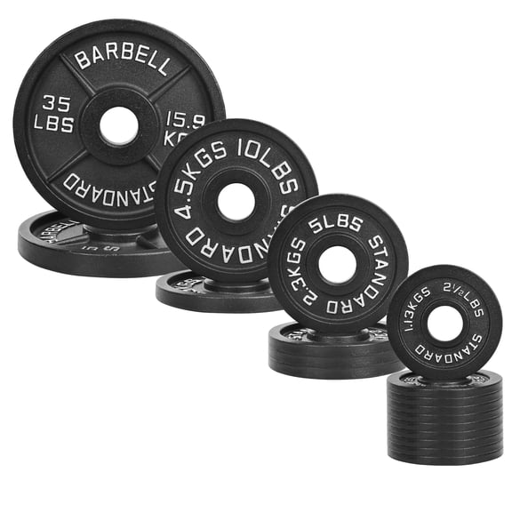 FlexWave 2-Inch Olympic Cast Iron Weight Plates Set – 135LB Total (2x2.5lb, 2x5lb, 2x10lb, 4x25lb) – Perfect for Standard Olympic Barbells