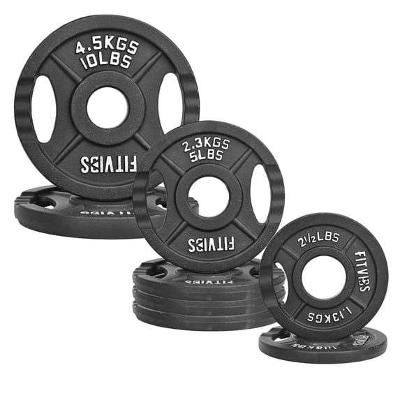 HAJEX Paire de disques de poids olympiques en fonte avec trou central de 5,1 cm – 2 x 20,4 kg
