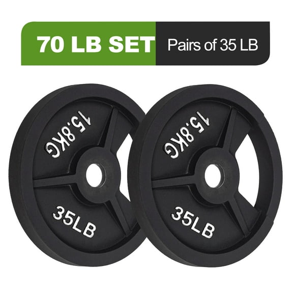FlexWave 2-Inch Olympic Cast Iron Weight Plates Set, 5LB, 10LB, 50LB, 70LB & 120LB Options, for Strength Training & Home Gym