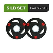 FlexWave 2-Inch Olympic Cast Iron Weight Plates Set, Multiple Sizes Including 5LB, 10LB, and 90LB, for Strength Training & Weightlifting